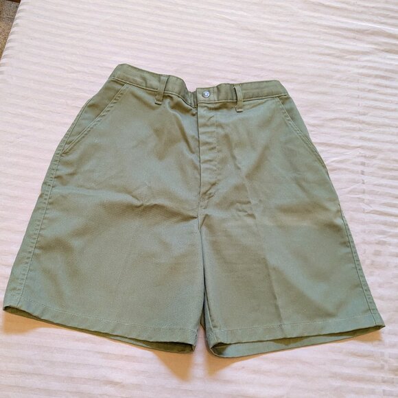 Vintage Boy Scouts Shorts 80s Army Olive Green Pockets - Picture 1 of 11